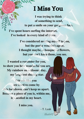 Friends, I Miss You poetry- A4 Print